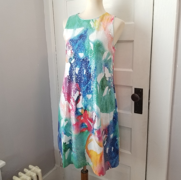 Julia Jordan Floral Sequin Dress, Size 6 - Picture 6 of 11